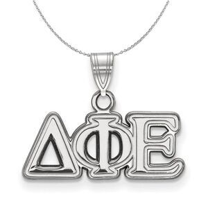 Sterling Silver Delta Phi Epsilon Small Greek Necklace - 24 Inch